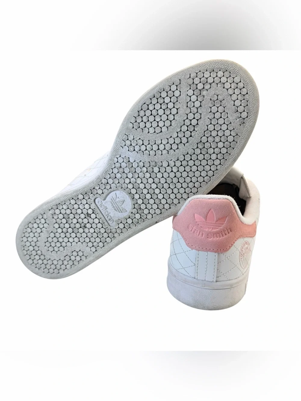 Adidas Stan Smith Quilted Leather Sneakers | White/Pink | Men’s Size 8.5